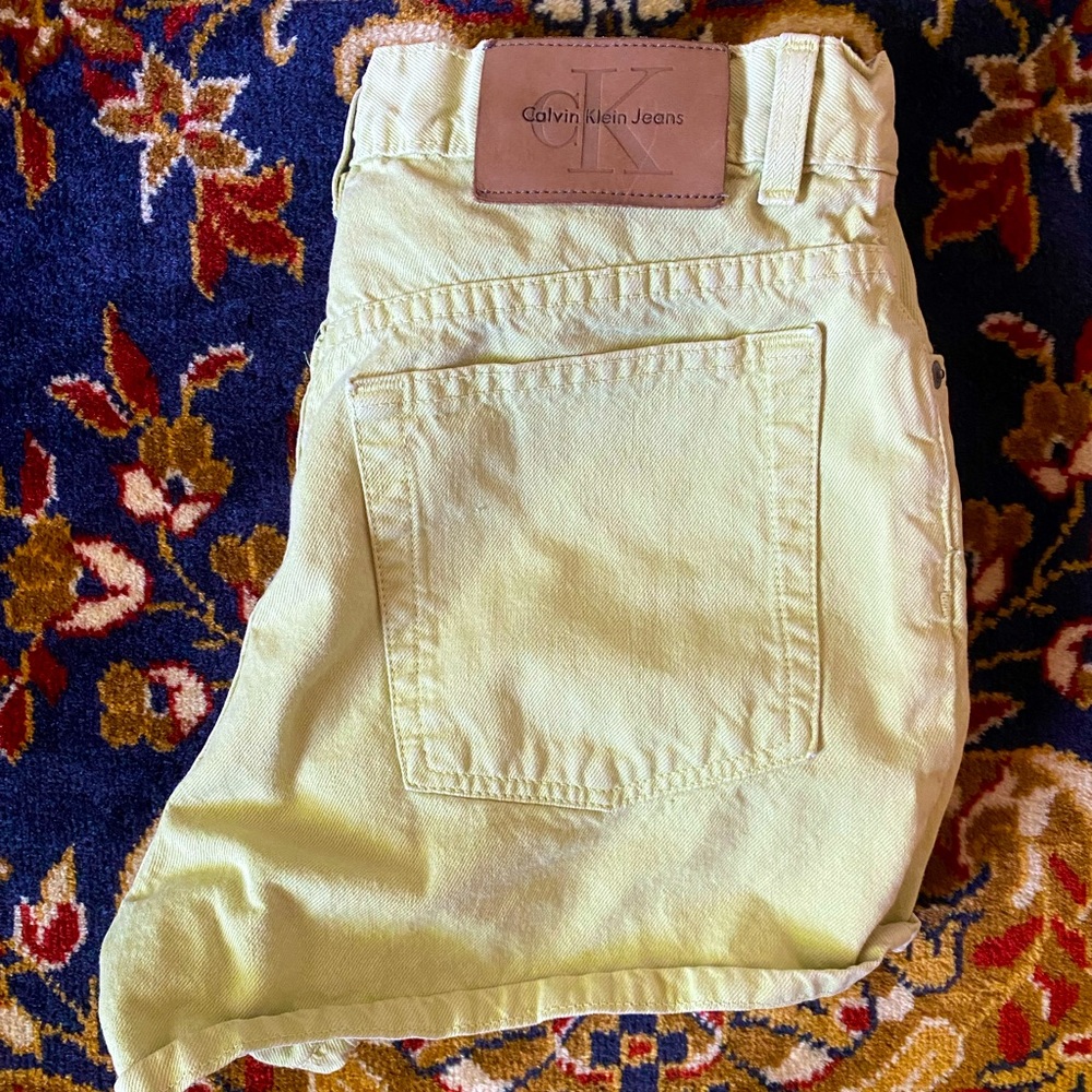 Vintage 90s Calvin Klein Denim Shorts Lime Green